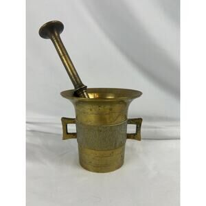 Vintage Brass Mortar and Pestle Apothecary Pharmacy Herb Spice Grinder- numbered